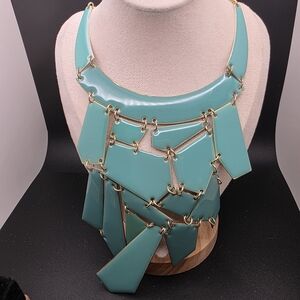 Elegant Gold and Teal Statement Necklace (1584)